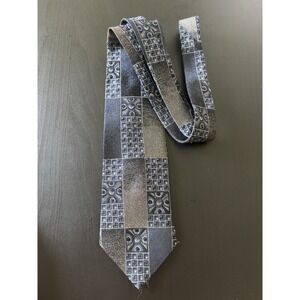 Vintage Wembley Necktie Square Patterned Geometric Tie Blue Men's